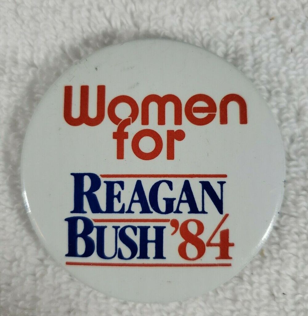 Women for REAGAN BUSH 1984 Campaign Button Vintage Political Republican Collect
